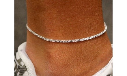 Italian Made 925 Sterling Silver Bismark Anklet