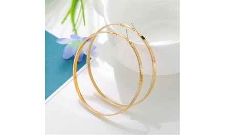 14k Gold Large Hoop Earring with Omega Closure