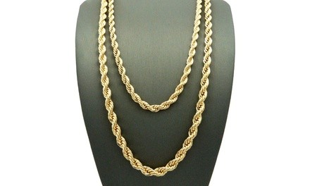 Mens Big 14K Gold Plated Rope Chain Necklace by Elite Force