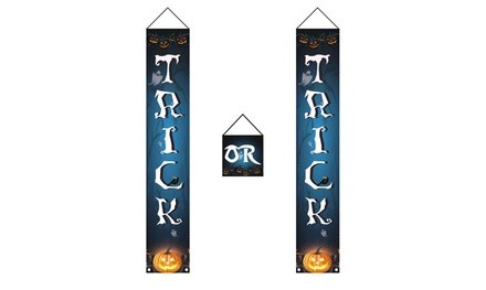 Halloween Decor Trick OR Treat Couplet Banner Hanging Props Porch Welcome Signs