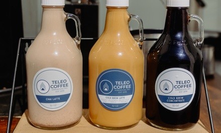 One Bag of Coffee Beans, Cold Brew Growler, or Latte Growler at Teleo Coffee (Up to 20% Off)