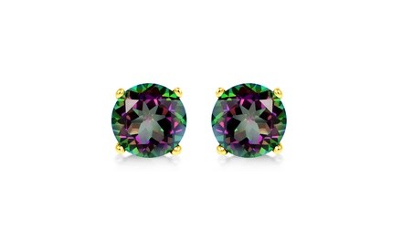 Solid 10K Gold 2CTW Rainbow Topaz Stud Earrings By MUIBLU Gems