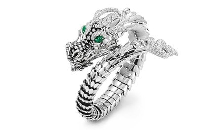 Leo Rosi 18K White Gold Plated Dragon Hip-Hop Rings Adjustable