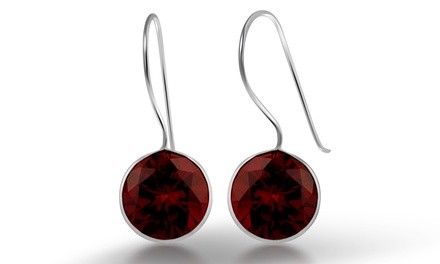 Sterling Silver Fancy Round Garnet Earrings By MUIBLU Gems