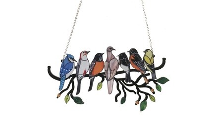 Multicolor Birds Double-Sided Stained Glass Hanging Decor