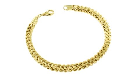 10K Yellow Gold Hollow Mens Franco Bracelet - 4.5mm