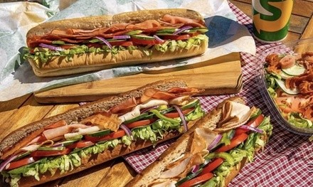 One, Two, or Three Footlong Subs at Subway (Up to 23% Off)