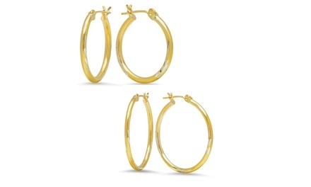 High-Polish Hoop Earrings in 14K Gold Bonded by Moricci