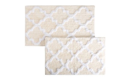 Lavish Home 100% Cotton Trellis Bath Mat Set (2-Piece)