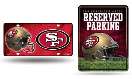 NFL Metal Auto Tag and Parking Sign Set