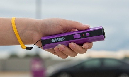 SABRE Concealable Self Defense Stun Gun with Stop Strap and LED Flashlight