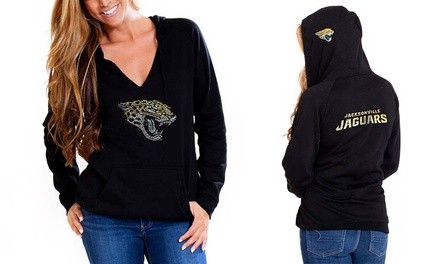 Women's NFL AFC Fleece V-Neck Pullover Hoodie: Jacksonville Jaguars