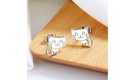 Sterling Silver Cat Earrings