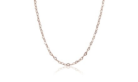 Rose Gold Flashed Sterling Silver Heart Link Chain Necklace, 20 Inches