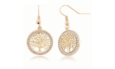 Crystal Tree Of Life Drop Earrings