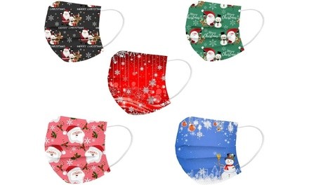 (50-Pack) Holiday Themed Disposable Non-Medical 3-Ply Face Masks
