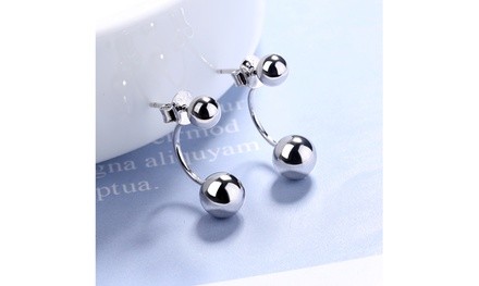  18 Karat White Gold Front to Back Ball Earrings