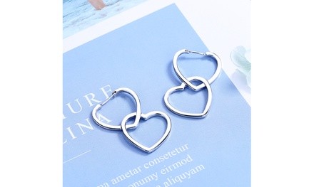 Sterling Silver or Gold Double Heart Drop Earrings