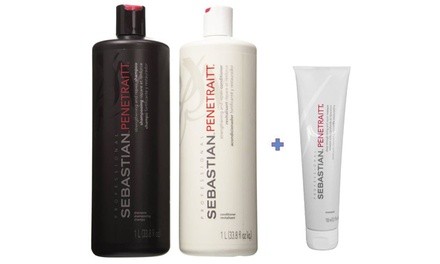 Sebastian Penetraitt Shampoo and Conditioner Liter Duo with Masque 5 oz