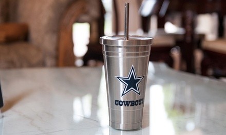 Duckhouse NFL 16 Oz. Stainless Steel Travel Tumbler with Stainless Steel Straw