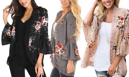 Lilly Posh Women's Bell Sleeve Kimono. Plus Sizes Available.