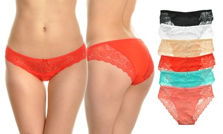 Women's Bikini Panties with Lace Cheeky Trims (6-Pack)