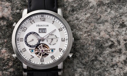 Heritor Automatic Edmond Semi-Skeleton Watch w/Leather Band