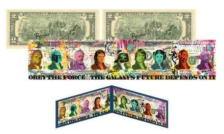 Star Wars Pop Art US Two-Dollar Bill Signed by Artist Rency