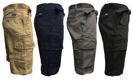 Men's 7 Pocket Cotton Cargo Shorts with Belt