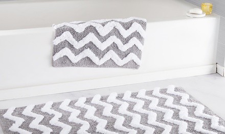 Lavish Home 100% Cotton Chevron Bathroom Mat Set (2-Piece)