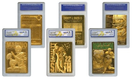 NFL Hall of Fame Dan Marino, Emmitt Smith, and Joe Namath Gold Card Set (3-Piece)