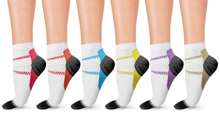 Unisex Ankle-Length Striped Compression Socks (6-Pairs)