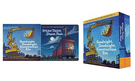 Children's Construction Site and Steam Train Boxed Board Books Set (2-Piece)