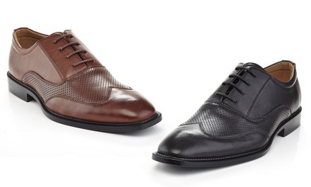 Henry Ferrera Men's Classic Perforated Lace-Up Dress Shoes