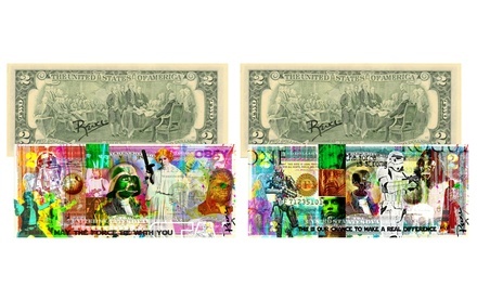 Original Star Wars and Rogue One Signed U.S. $2 Bill Set (2-Piece)