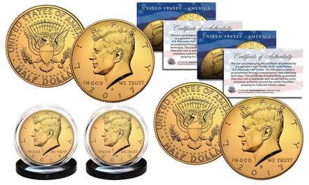 24K Gold-Plated 2017 JFK Half-Dollar Coin Set (2-Piece)