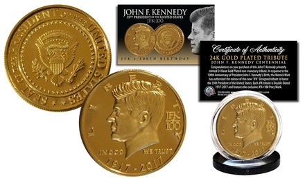 John F. Kennedy 100th Birthday Celebration 24K Gold Plated Tribute Coin