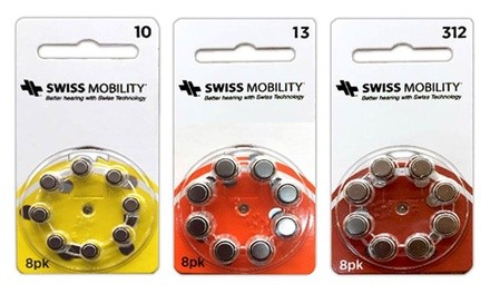 Swiss Mobility Zinc Air Hearing Aid Batteries (Size 10, 13, or 312) (80-Pack)