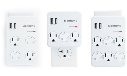 Merkury Innovations 2.1A Surge Protector Wall Plates with 2 USB Ports and Safety Cover