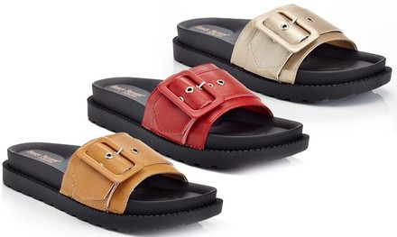 Berkin Women's Slip-On Sandals with Belt Buckle Design