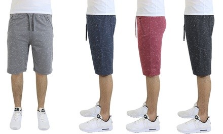 Men's Marled French Terry Jogger Shorts with Zipper Pockets