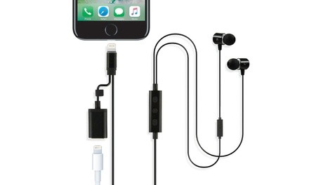 Apple-Certified Earphones with Lightning Cable and Charging Port