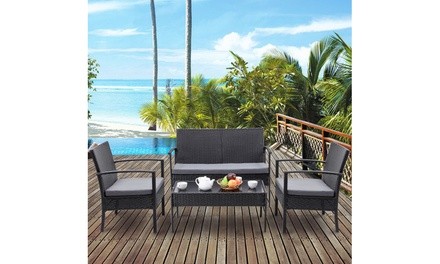 Costway Patio Wicker Cushioned Furniture Set (4-Piece)