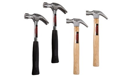 Set of 2 16oz Claw Hammers (Steel or Hardwood)