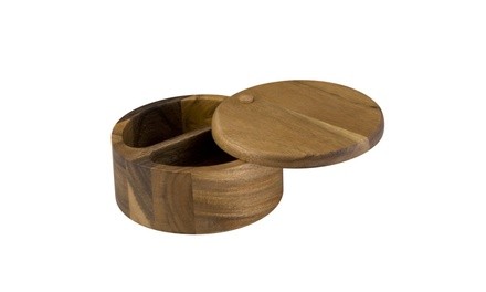 Paula Deen Signature Pantryware Round 2-Compartment Wooden Salt Box