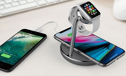 Tech Elements Dual Wireless Charger for Smartphone & Apple Watch (Apple-Certified)