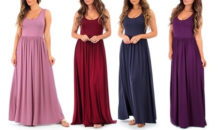 Women's Ruched Maxi Dress. Plus Sizes Available.