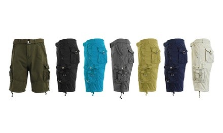 Galaxy by Harvic Men's Belted Multi-Pocket Cargo Utility Shorts