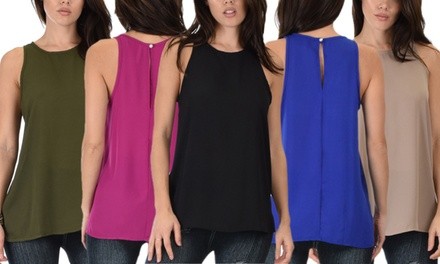 Lyss Loo Women's Sleeveless Top with Keyhole Back