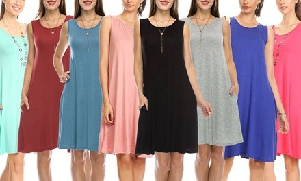 Women's Nelly Sleeveless Tunic Dress with Pockets; Plus Sizes Included